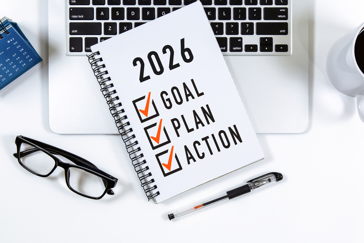 2026 goal plan action checklist on notepad
