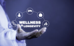 Doctor presenting wellness and longevity health icons