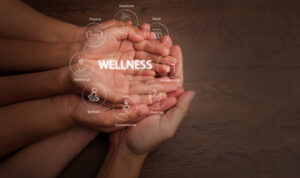 Hands holding wellness concept, representing the many different considerations involved in structuring a healthcare vs. a wellness business